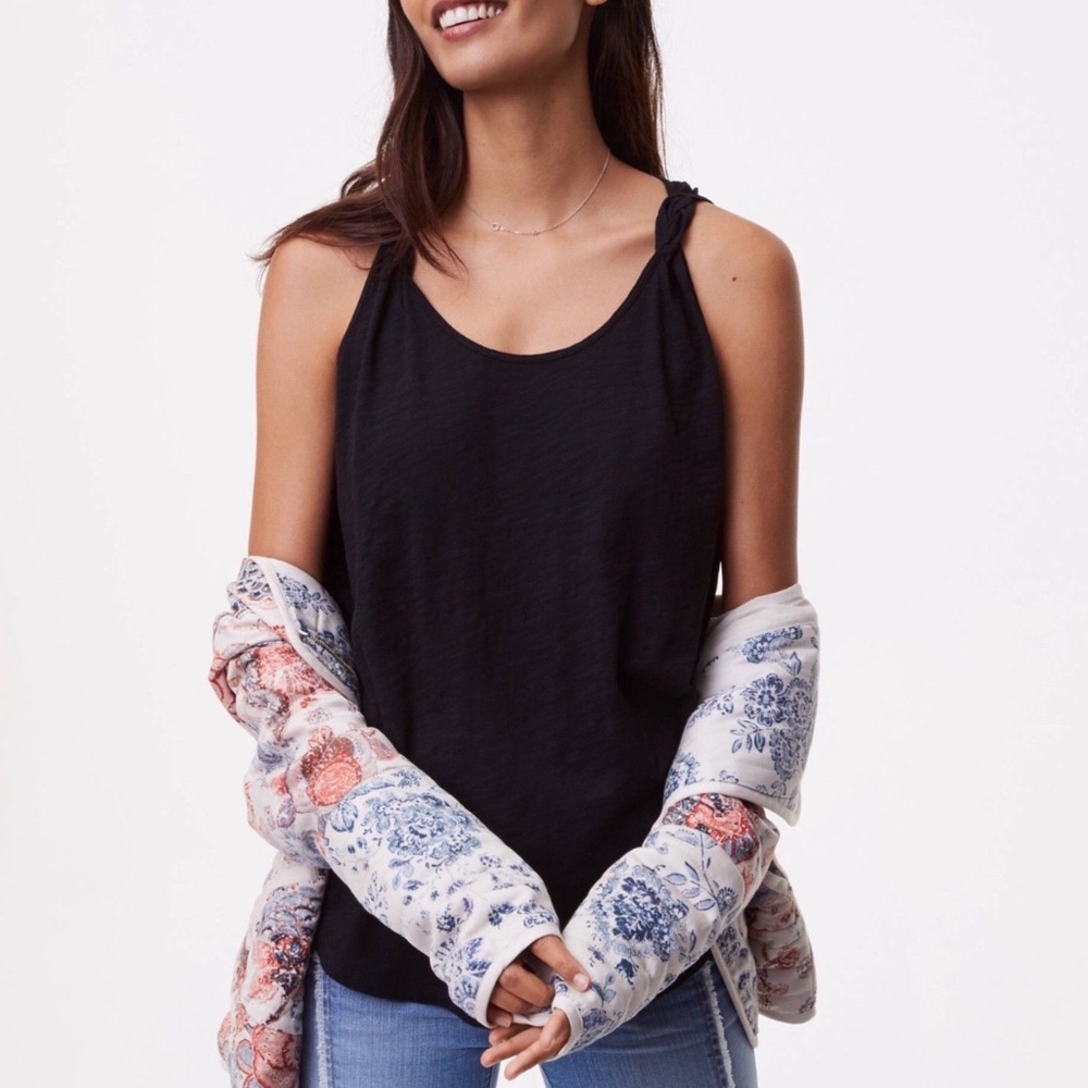 LOFT XS Braided Tank Top Black Vintage Soft Shirt